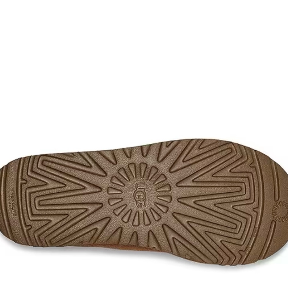 UGG Brown Cozy Suede Slippers with Knitted Trim - Picture 5 of 12